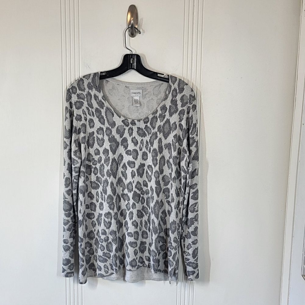 Plus Size Chico's Silver & Gray Lightweight Sweater